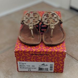 Tory Burch Miller Saffiano Patent Leather Sandals